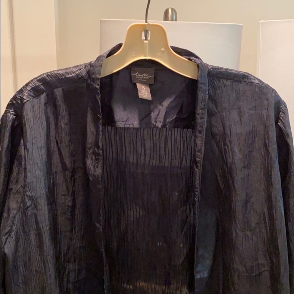 Chico’s dark blue crinkle jacket